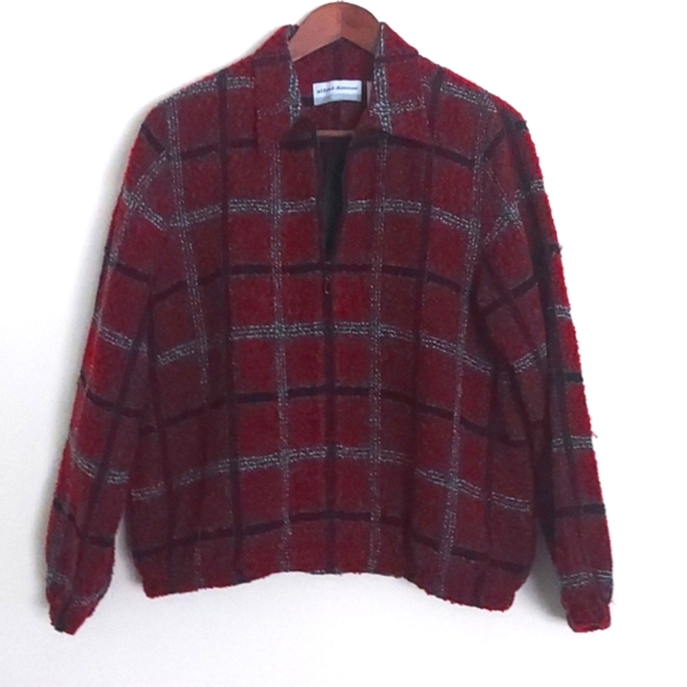 Vintage Plaid Bomber Blazer Jacket